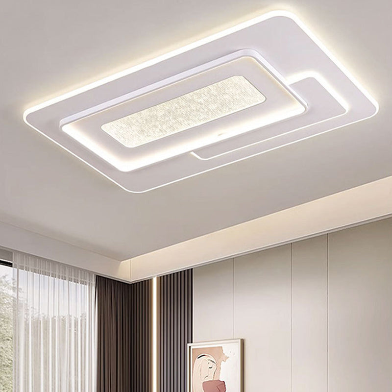 Plafonnier LED rectangulaire moderne en fer et acrylique pour chambre à coucher 