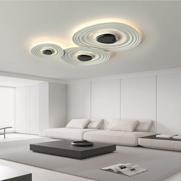 Contemporary Scandinavian Oval Metal PC LED Flush Mount Ceiling Light For Living Room
