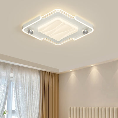 Modern Eclectic Square Iron Acrylic LED Flush Mount Ceiling Light For Bedroom