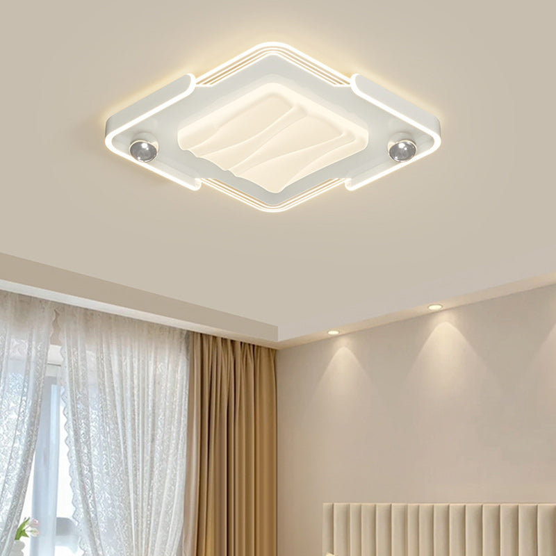 Modern Eclectic Square Iron Acrylic LED Flush Mount Ceiling Light For Bedroom
