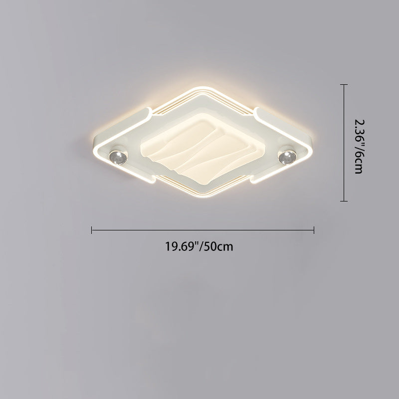 Modern Eclectic Square Iron Acrylic LED Flush Mount Ceiling Light For Bedroom