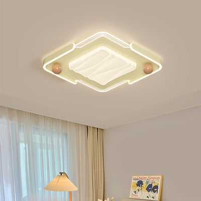 Modern Eclectic Square Iron Acrylic LED Flush Mount Ceiling Light For Bedroom
