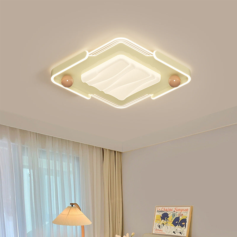 Modern Eclectic Square Iron Acrylic LED Flush Mount Ceiling Light For Bedroom