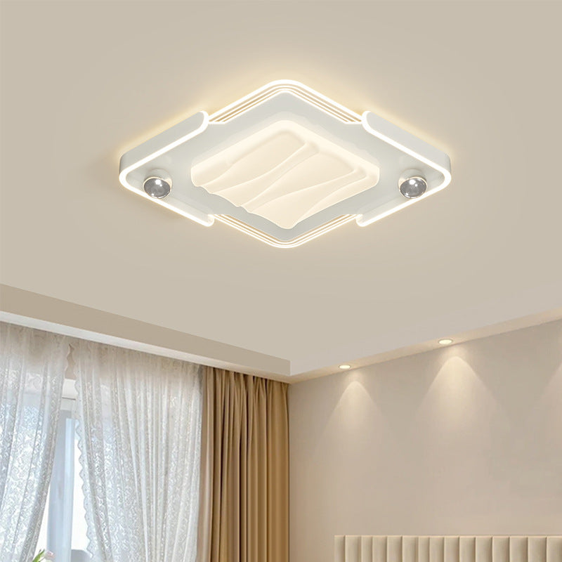 Modern Eclectic Square Iron Acrylic LED Flush Mount Ceiling Light For Bedroom