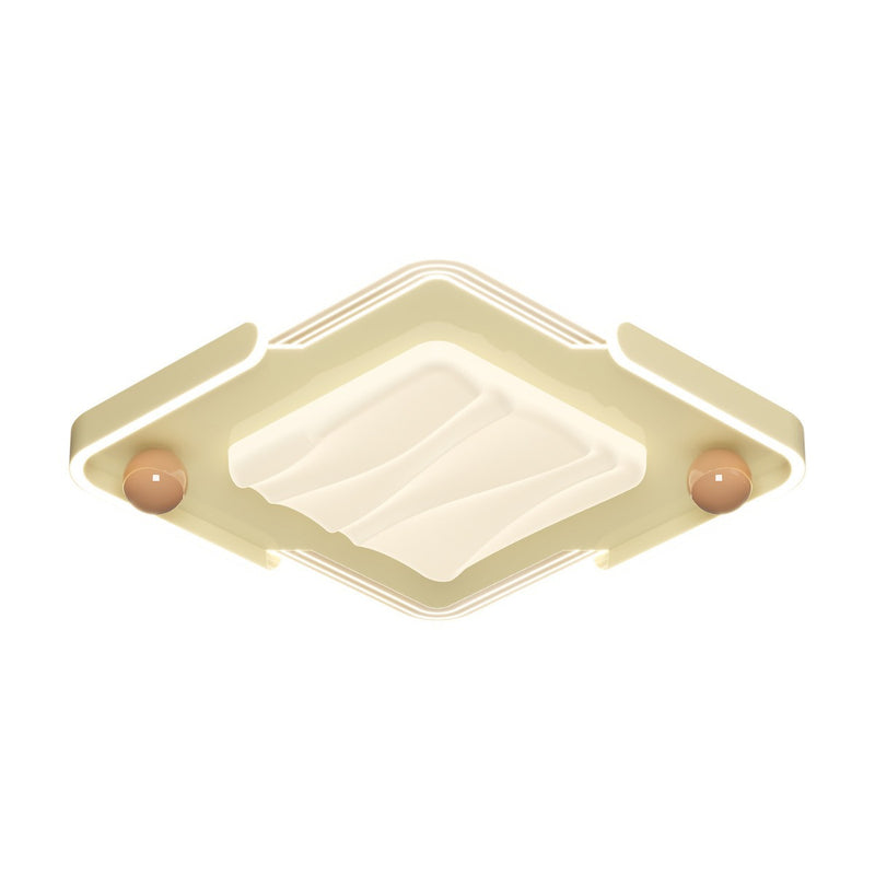 Modern Eclectic Square Iron Acrylic LED Flush Mount Ceiling Light For Bedroom