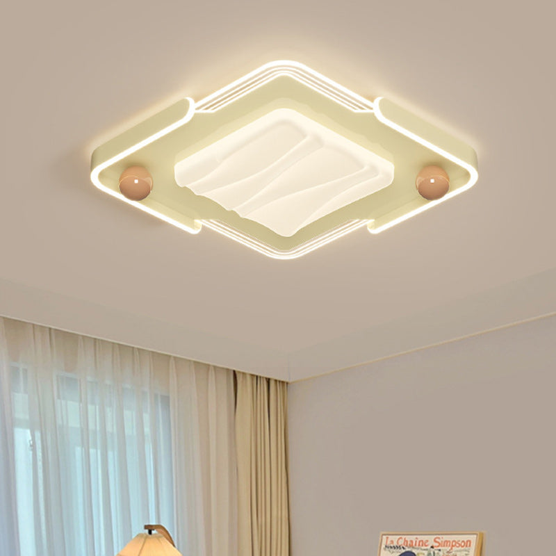 Modern Eclectic Square Iron Acrylic LED Flush Mount Ceiling Light For Bedroom