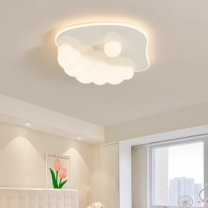 Contemporary Creative Clouds Iron PE LED Flush Mount Ceiling Light For Bedroom