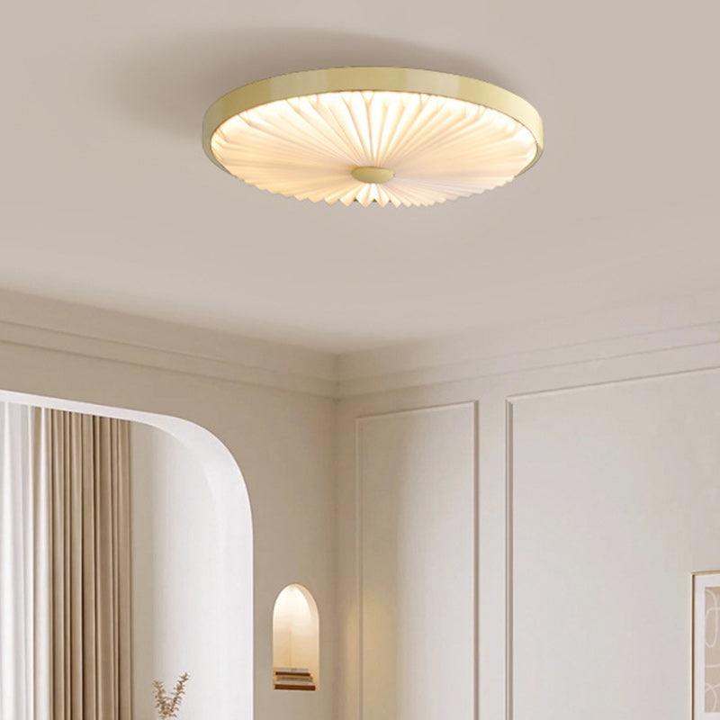 Traditional Luxury Round Iron PVC LED Flush Mount Ceiling Light For Bedroom