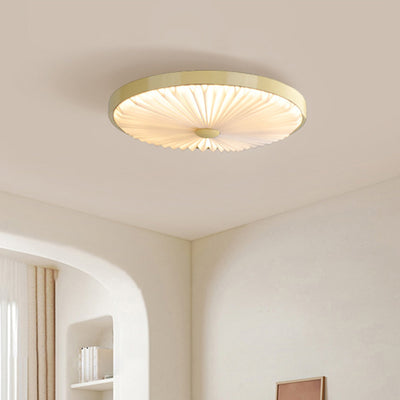 Traditional Luxury Round Iron PVC LED Flush Mount Ceiling Light For Bedroom