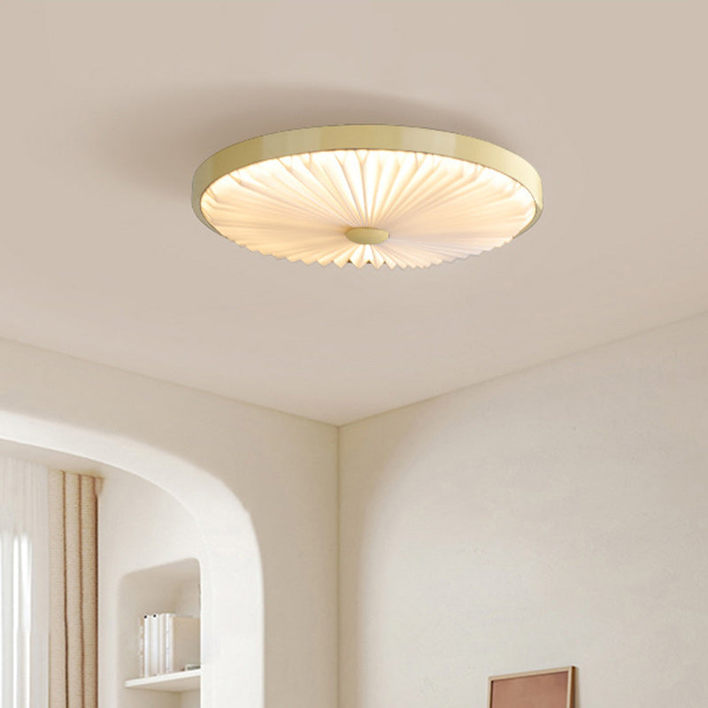 Traditional Luxury Round Iron PVC LED Flush Mount Ceiling Light For Bedroom
