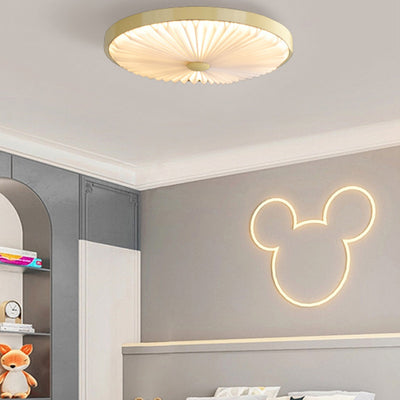Traditional Luxury Round Iron PVC LED Flush Mount Ceiling Light For Bedroom
