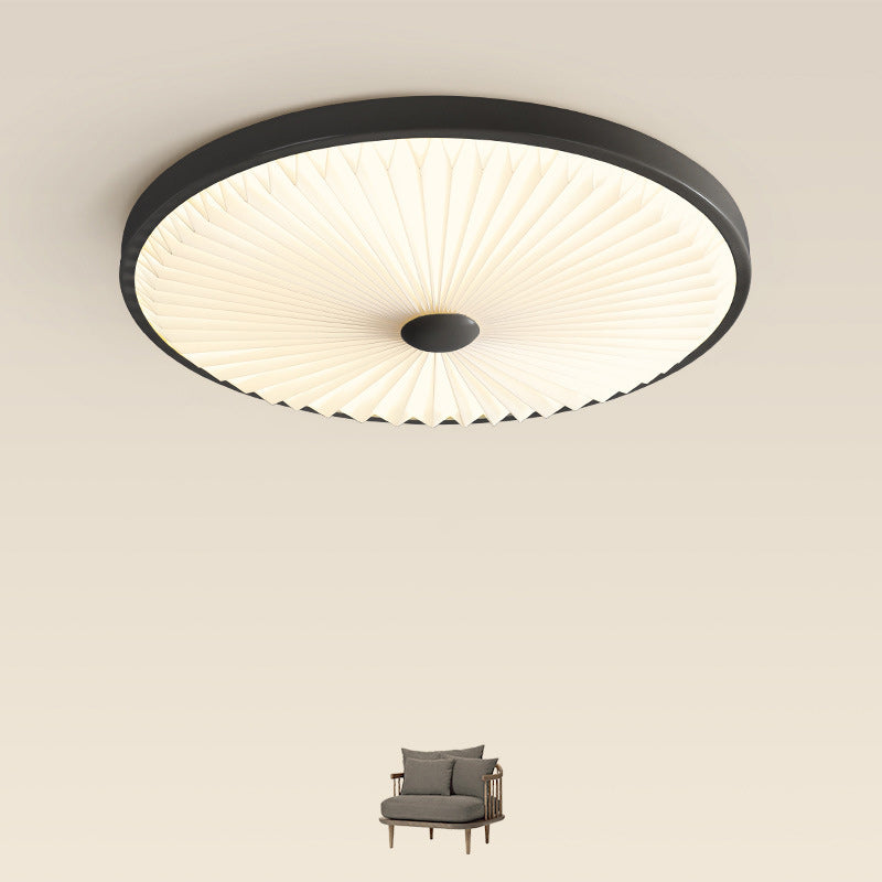 Traditional Luxury Round Iron PVC LED Flush Mount Ceiling Light For Bedroom