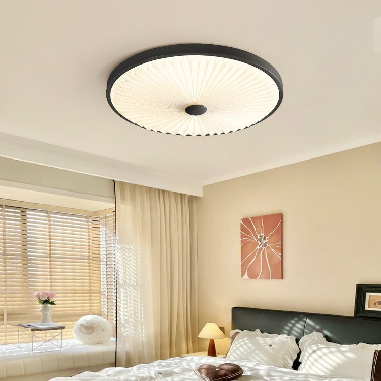 Traditional Luxury Round Iron PVC LED Flush Mount Ceiling Light For Bedroom