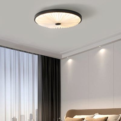 Traditional Luxury Round Iron PVC LED Flush Mount Ceiling Light For Bedroom