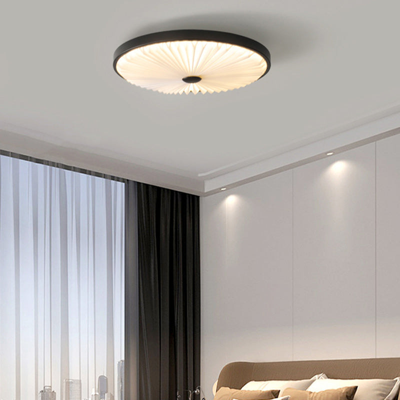 Traditional Luxury Round Iron PVC LED Flush Mount Ceiling Light For Bedroom