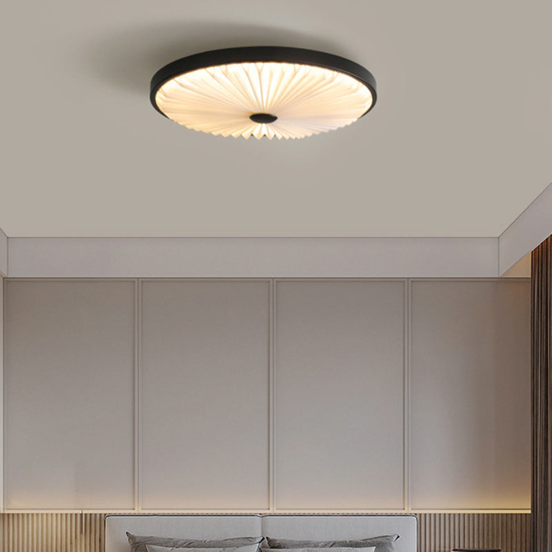 Traditional Luxury Round Iron PVC LED Flush Mount Ceiling Light For Bedroom