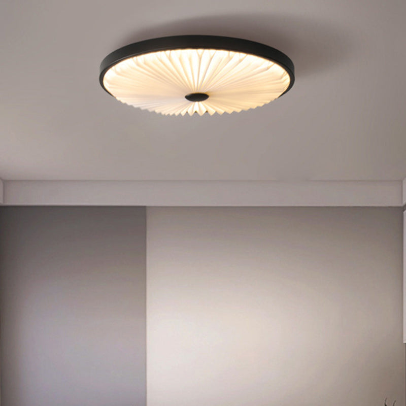 Traditional Luxury Round Iron PVC LED Flush Mount Ceiling Light For Bedroom