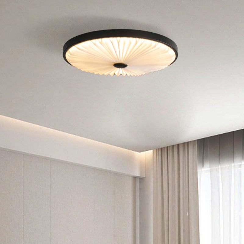 Traditional Luxury Round Iron PVC LED Flush Mount Ceiling Light For Bedroom