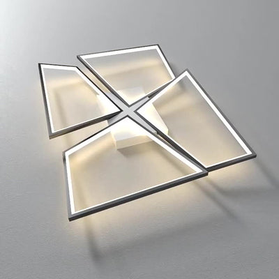 Modern Eclectic Square Aluminum Silicone LED Semi-Flush Mount Ceiling Light For Bedroom