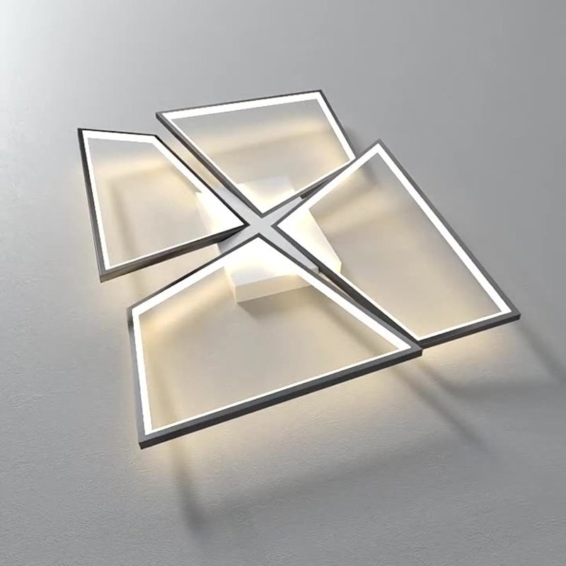 Modern Eclectic Square Aluminum Silicone LED Semi-Flush Mount Ceiling Light For Bedroom