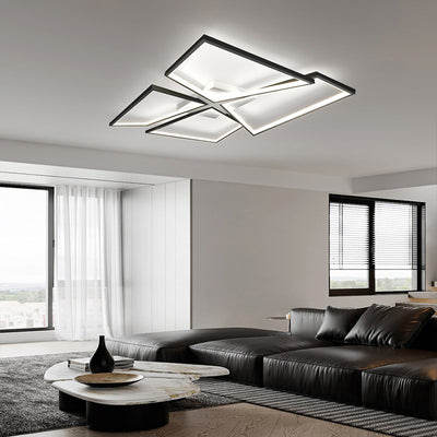 Modern Eclectic Square Aluminum Silicone LED Semi-Flush Mount Ceiling Light For Bedroom
