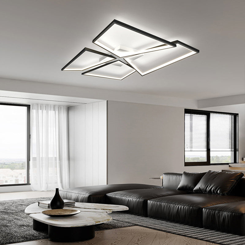 Modern Eclectic Square Aluminum Silicone LED Semi-Flush Mount Ceiling Light For Bedroom