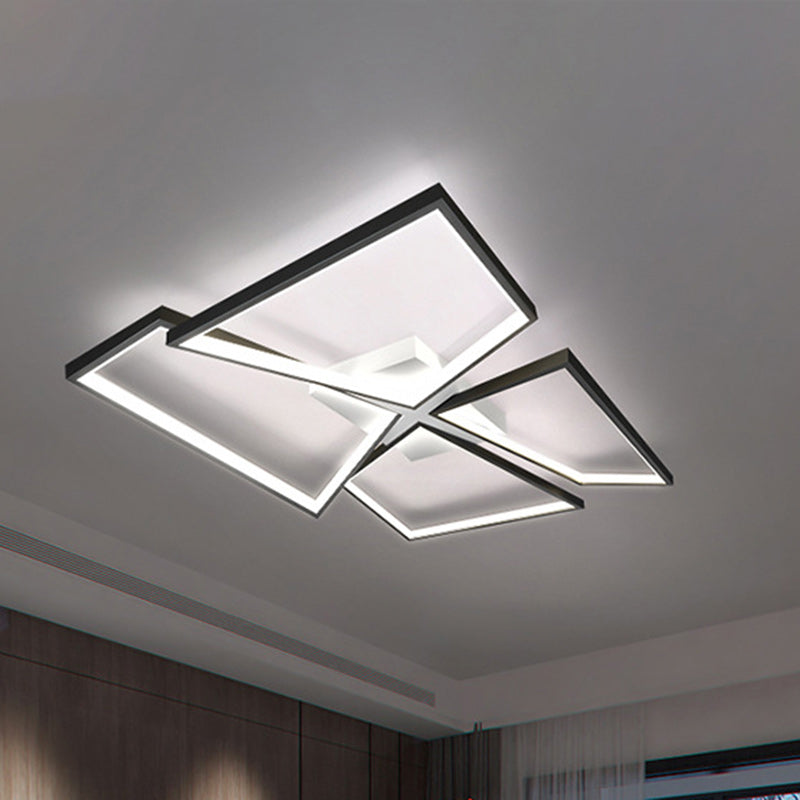 Modern Eclectic Square Aluminum Silicone LED Semi-Flush Mount Ceiling Light For Bedroom