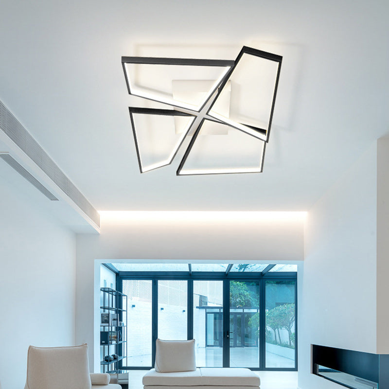 Modern Eclectic Square Aluminum Silicone LED Semi-Flush Mount Ceiling Light For Bedroom