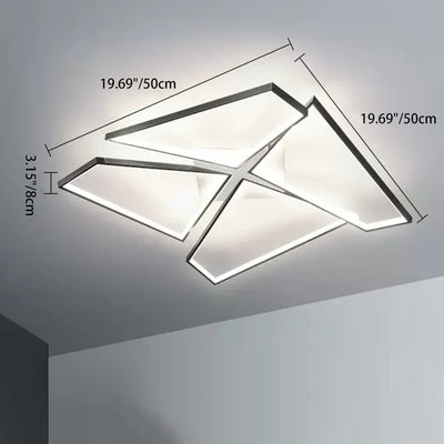 Modern Eclectic Square Aluminum Silicone LED Semi-Flush Mount Ceiling Light For Bedroom