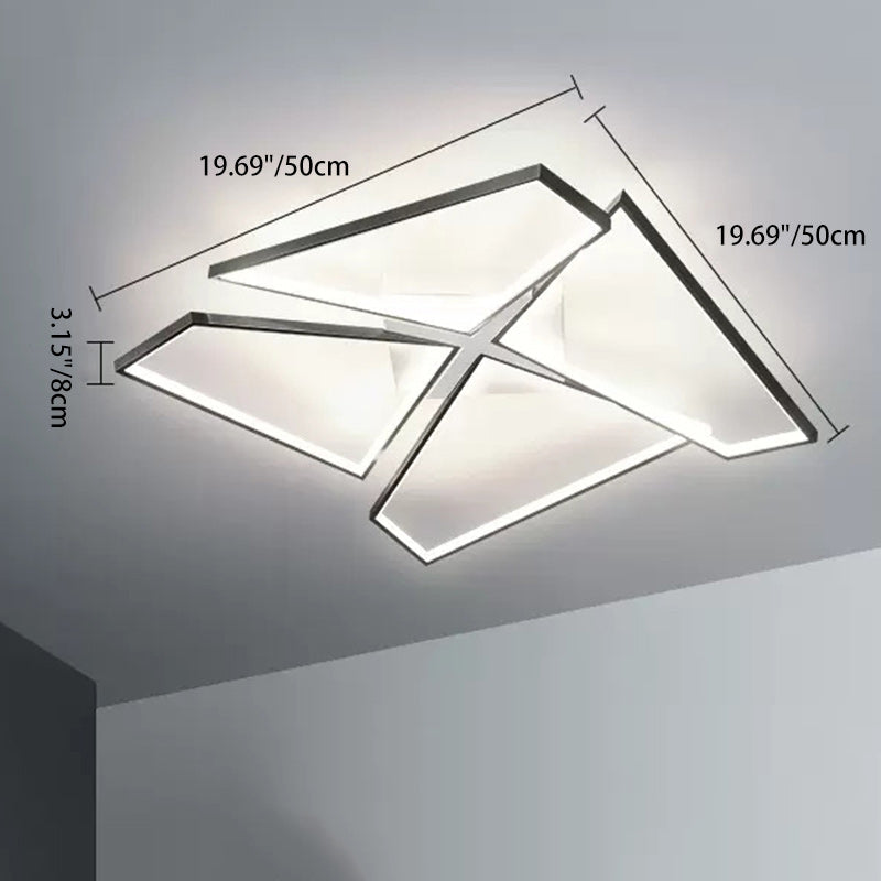 Modern Eclectic Square Aluminum Silicone LED Semi-Flush Mount Ceiling Light For Bedroom