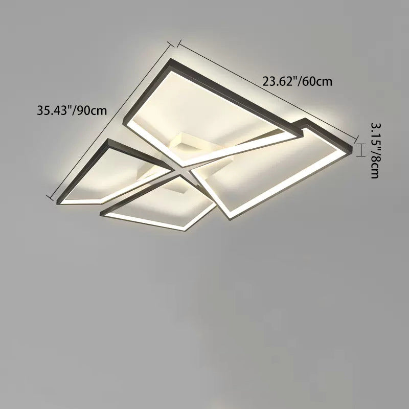 Modern Eclectic Square Aluminum Silicone LED Semi-Flush Mount Ceiling Light For Bedroom