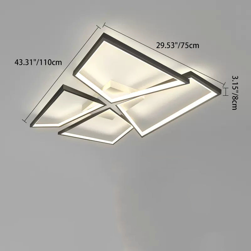 Modern Eclectic Square Aluminum Silicone LED Semi-Flush Mount Ceiling Light For Bedroom