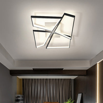 Modern Eclectic Square Aluminum Silicone LED Semi-Flush Mount Ceiling Light For Bedroom