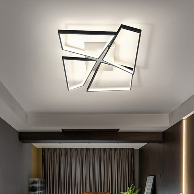 Modern Eclectic Square Aluminum Silicone LED Semi-Flush Mount Ceiling Light For Bedroom