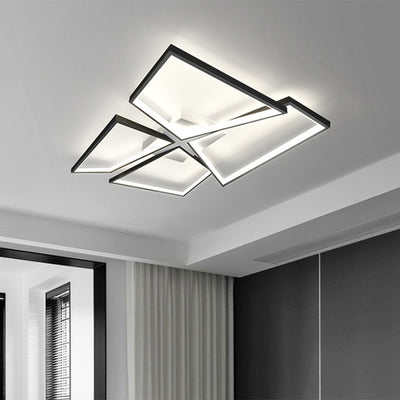Modern Eclectic Square Aluminum Silicone LED Semi-Flush Mount Ceiling Light For Bedroom