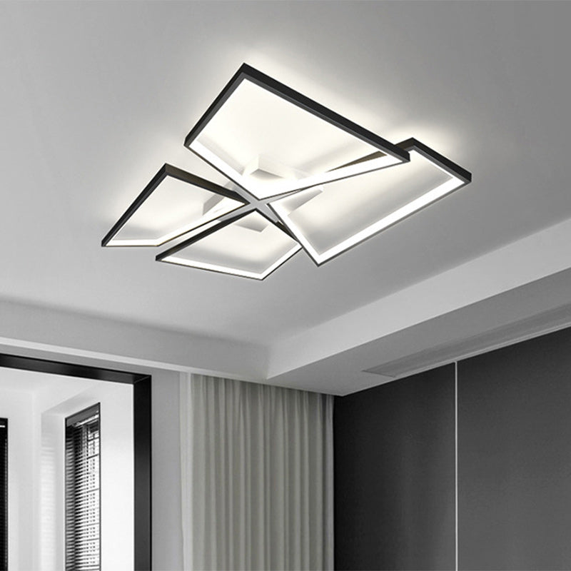 Modern Eclectic Square Aluminum Silicone LED Semi-Flush Mount Ceiling Light For Bedroom