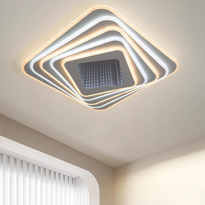 Zeitgenössische Luxus-Rhombus-Eisen-Acryl-LED-Deckenleuchte für das Schlafzimmer 