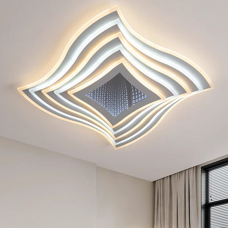 Zeitgenössische Luxus-Rhombus-Eisen-Acryl-LED-Deckenleuchte für das Schlafzimmer 