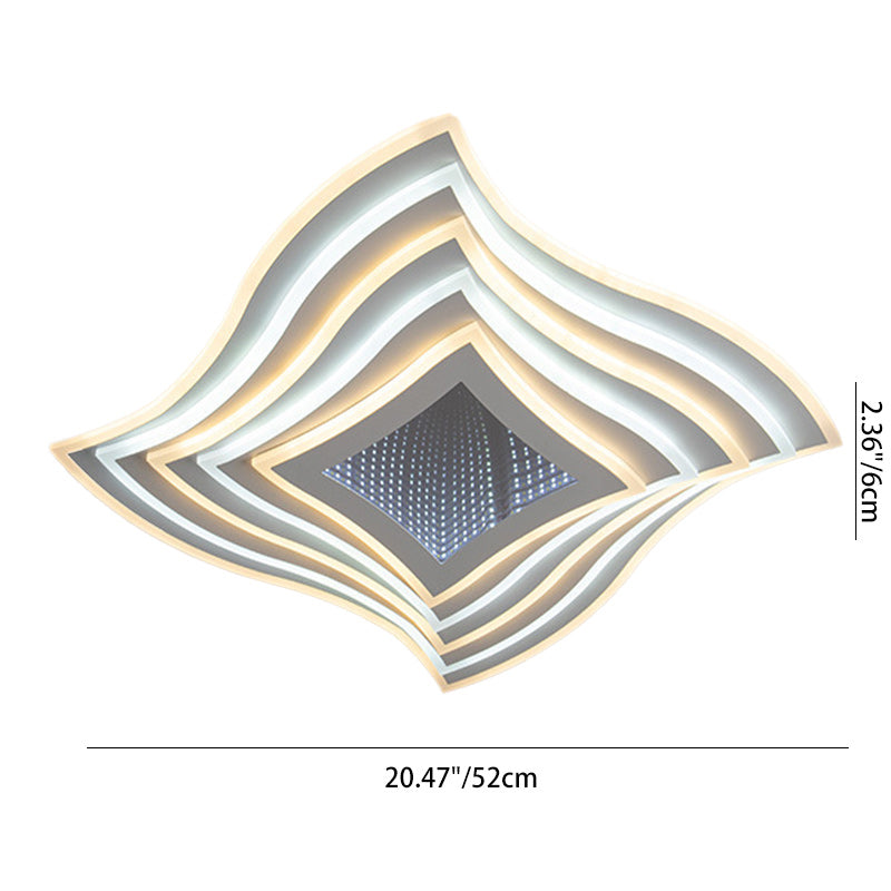Zeitgenössische Luxus-Rhombus-Eisen-Acryl-LED-Deckenleuchte für das Schlafzimmer 
