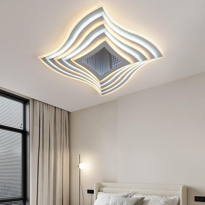 Zeitgenössische Luxus-Rhombus-Eisen-Acryl-LED-Deckenleuchte für das Schlafzimmer 