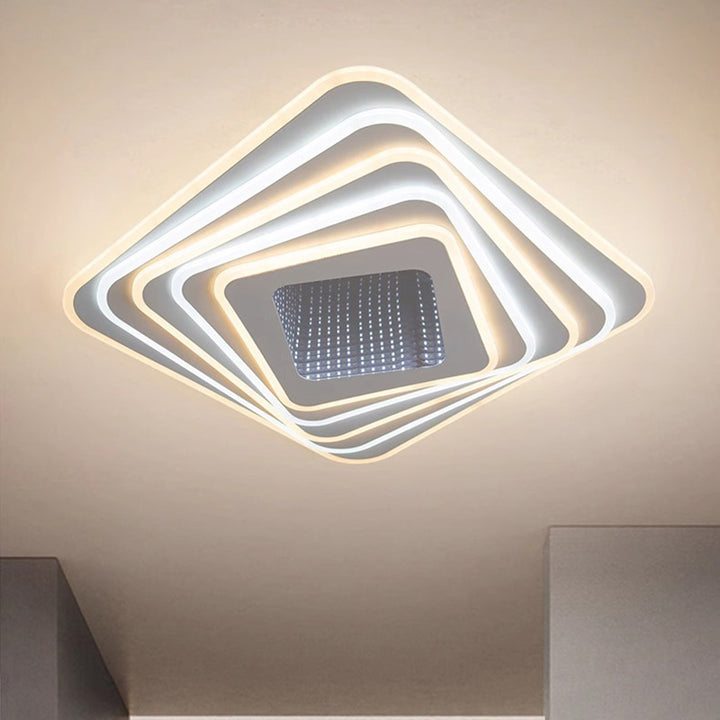 Zeitgenössische Luxus-Rhombus-Eisen-Acryl-LED-Deckenleuchte für das Schlafzimmer 