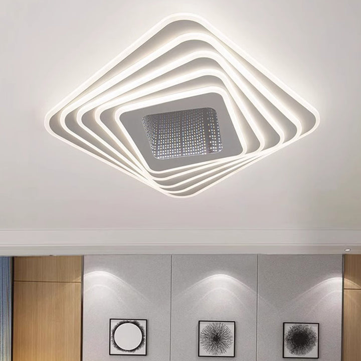 Zeitgenössische Luxus-Rhombus-Eisen-Acryl-LED-Deckenleuchte für das Schlafzimmer 