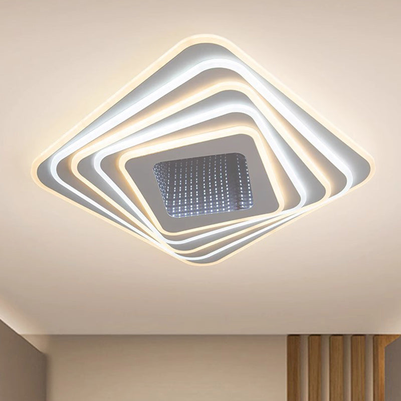 Zeitgenössische Luxus-Rhombus-Eisen-Acryl-LED-Deckenleuchte für das Schlafzimmer 