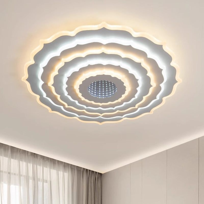 Modern Eclectic Round Iron Acrylic LED Flush Mount Ceiling Light For Bedroom