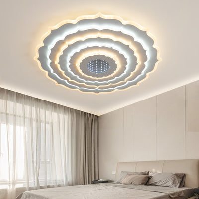Modern Eclectic Round Iron Acrylic LED Flush Mount Ceiling Light For Bedroom