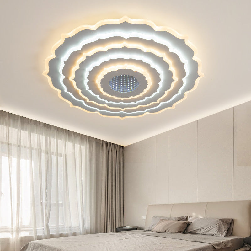Modern Eclectic Round Iron Acrylic LED Flush Mount Ceiling Light For Bedroom