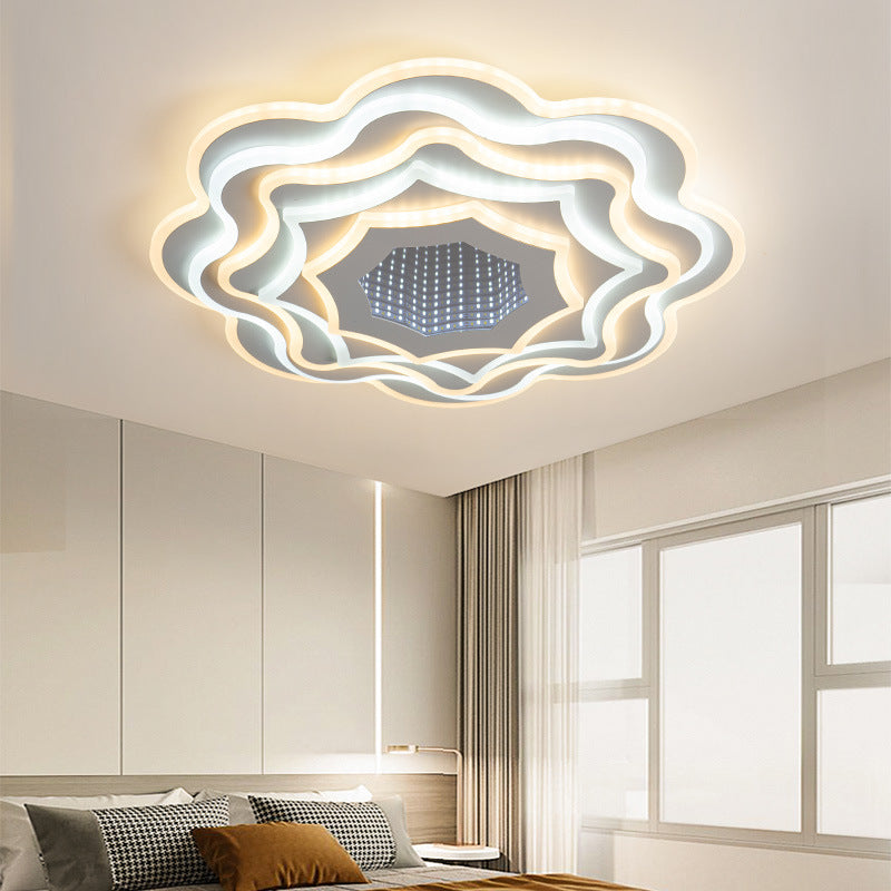 Modern Eclectic Round Iron Acrylic LED Flush Mount Ceiling Light For Bedroom
