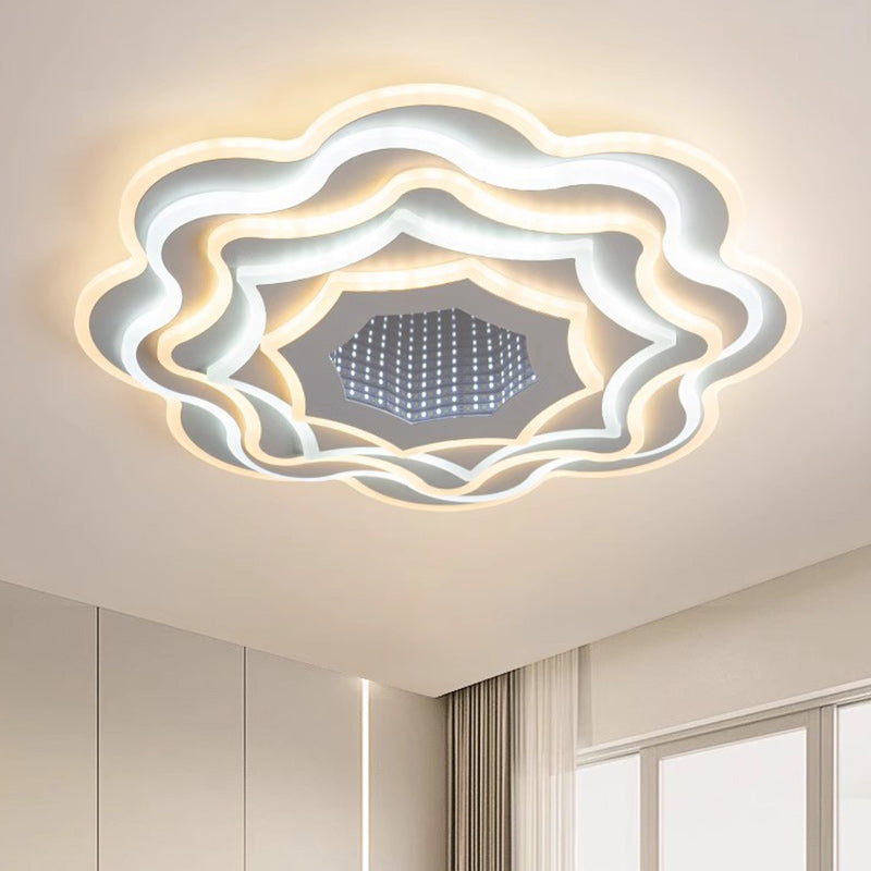 Modern Eclectic Round Iron Acrylic LED Flush Mount Ceiling Light For Bedroom