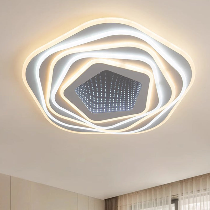 Modern Eclectic Round Iron Acrylic LED Flush Mount Ceiling Light For Bedroom