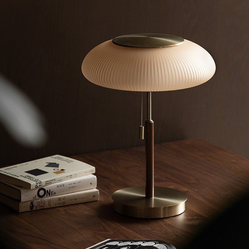 Lampe de Table LED en Verre Métal Rond de Luxe Traditionnel pour Chambre 